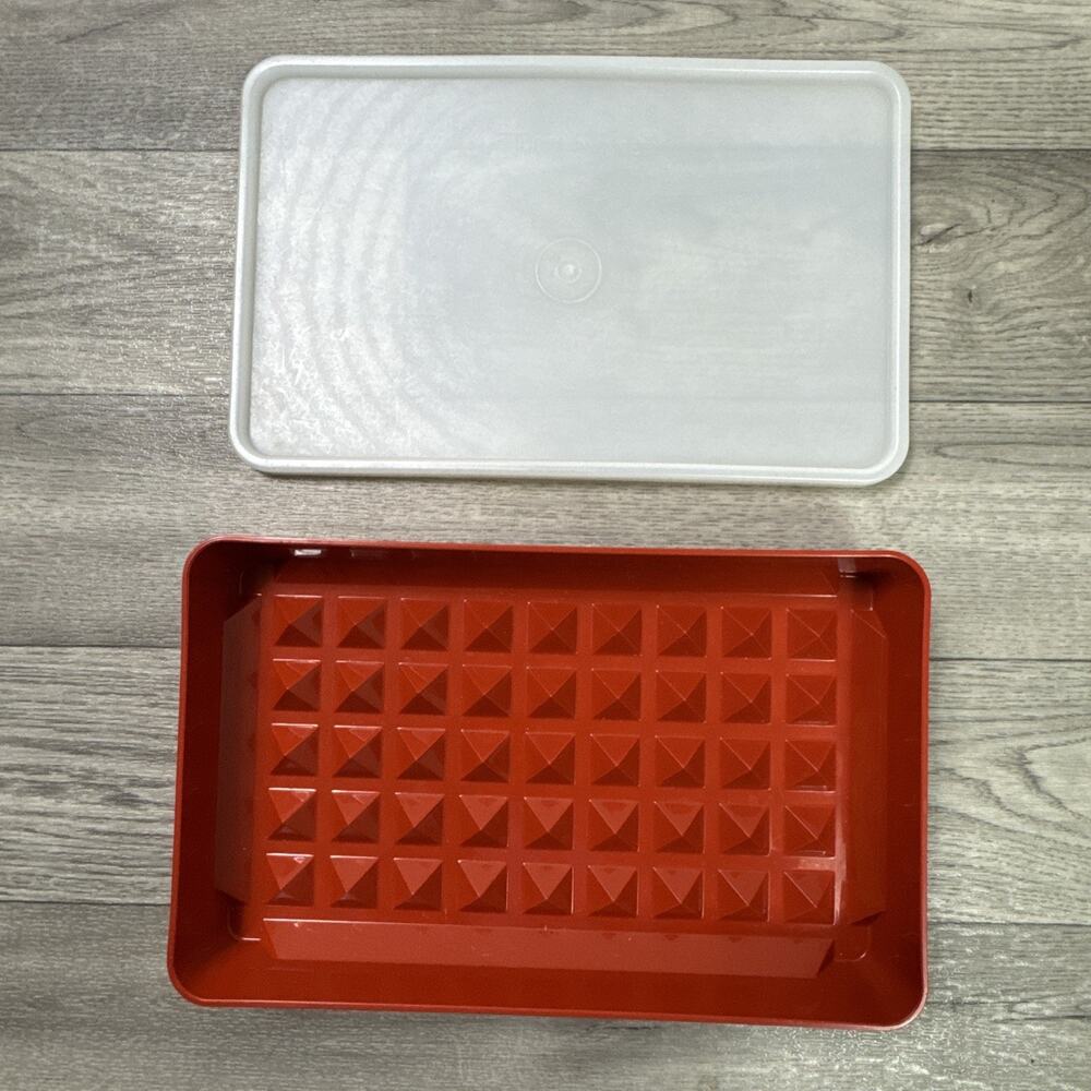 Vintage Tupperware Container Storage Hot Dog Paprika Orange 10.25" x 6.5"